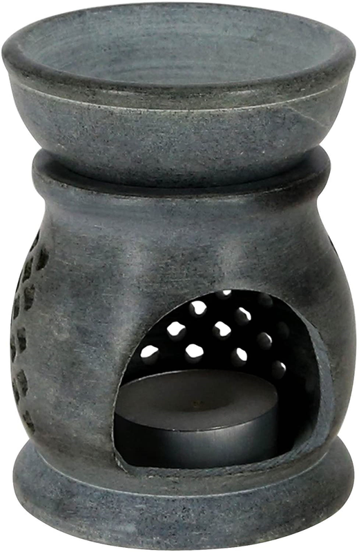 India House-Oil Burner Aroma Diffuser|Soapstone Tea Light Holder|Hand Carved Jali work