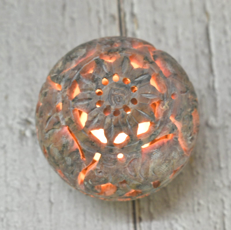 India House-T light holder, soapstone Indian, tea candle holder, Indian artifacts, Indian art, India handicrafts, gift